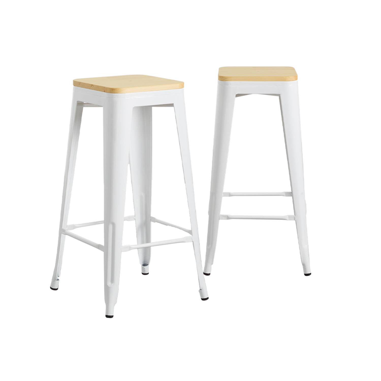 Pack 2 Taburetes Industriales Strong con Asiento de Madera 43x43x77cm Thinia Home Packs de Taburetes 1